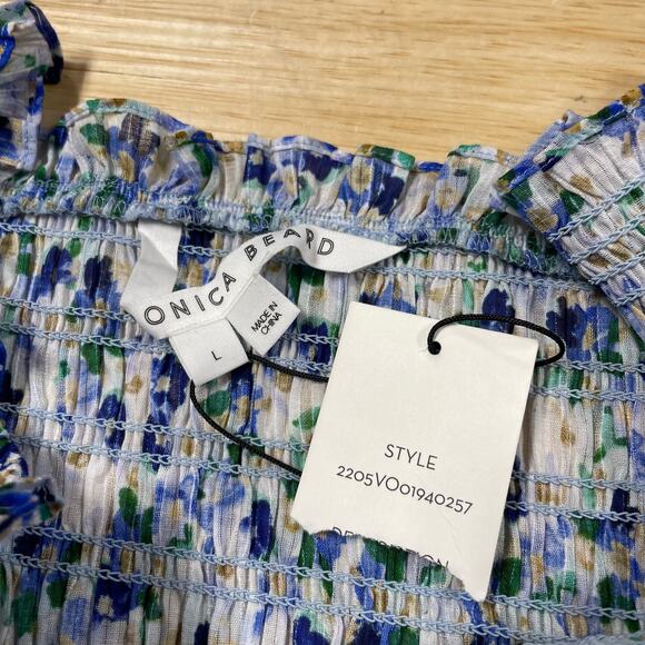 Veronica Beard NWT Averie Smocked Tank Size L Square Neck 100% Cotton - Picture 6 of 10